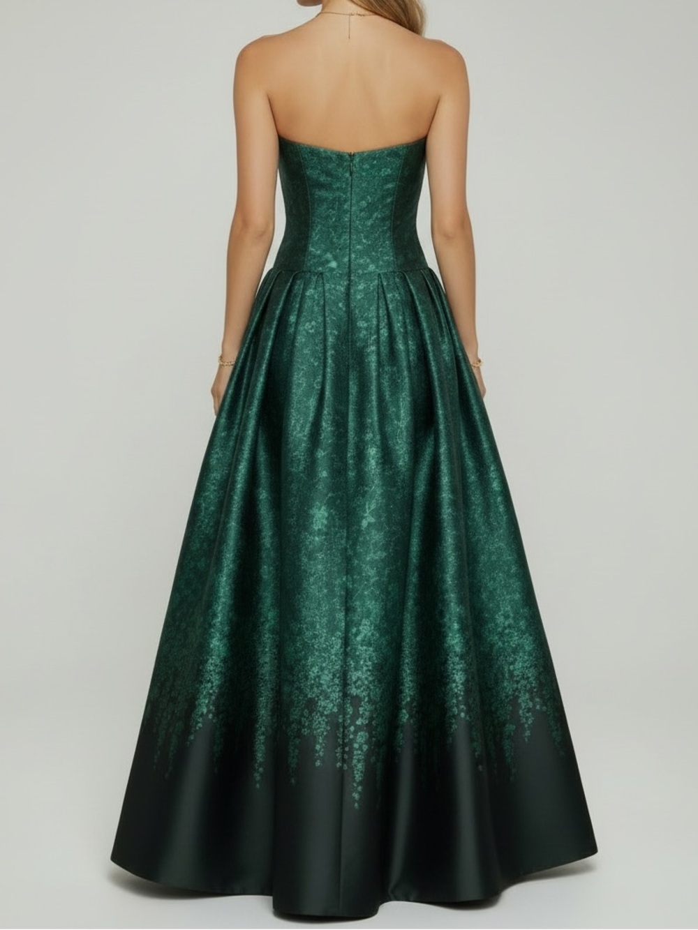NWT SACHIN + BABI Georgina Green & Black Strapless Floral Lined Gown Size 12 - Picture 3 of 7